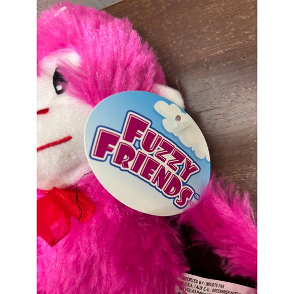 Fuzzy Friends Greenbrier Plush Hanging Pink Valentine's Day Monkey 12.5" NWT - Picture 4 of 5